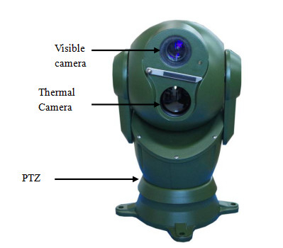double caméra thermique de Ptz de long terme de caméra de dôme optique du bourdonnement 30X pour monté sur véhicule